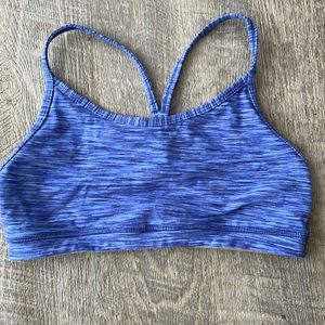 Blue space dye, flow Y bra with mesh back